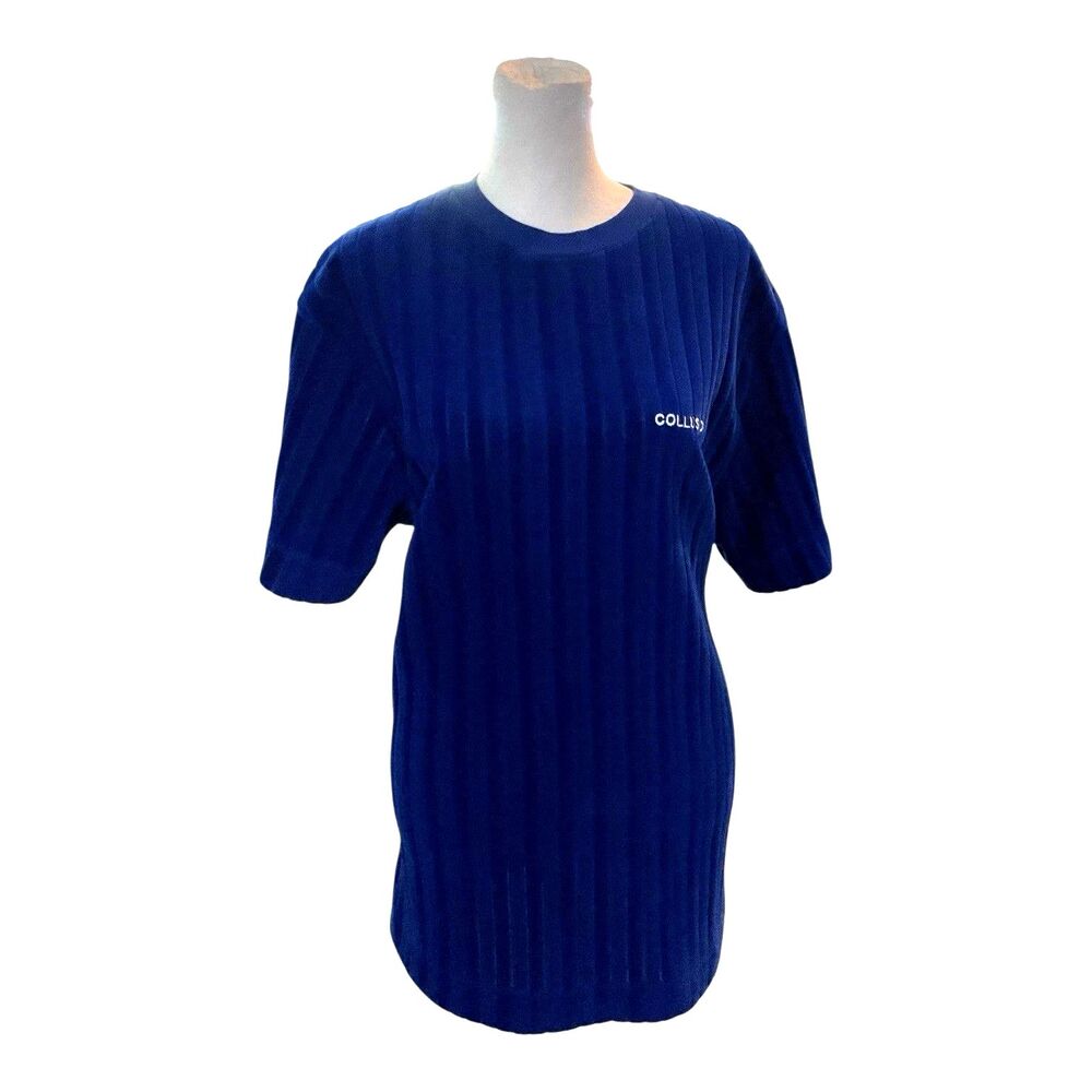 ASOS COLLUSION Blue Logo Oversized Tunic Top Size US 4 - Picture 2 of 5